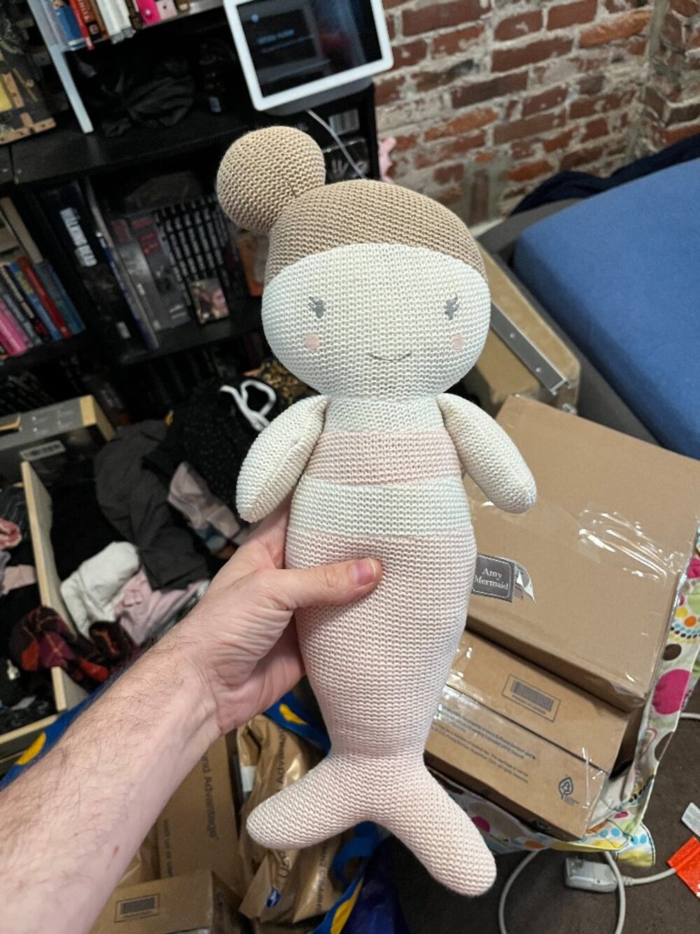 Amy Mermaid Knitted Plush Rattle by Living Textiles Cute Baby Toy NWOT
